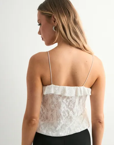 Nelly Lace Balloon Singlet linnen dam – bild 3