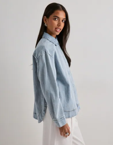 PIECES Pcgeggo Ls Curved Denim Shirt Bc skjortor dam – bild 3