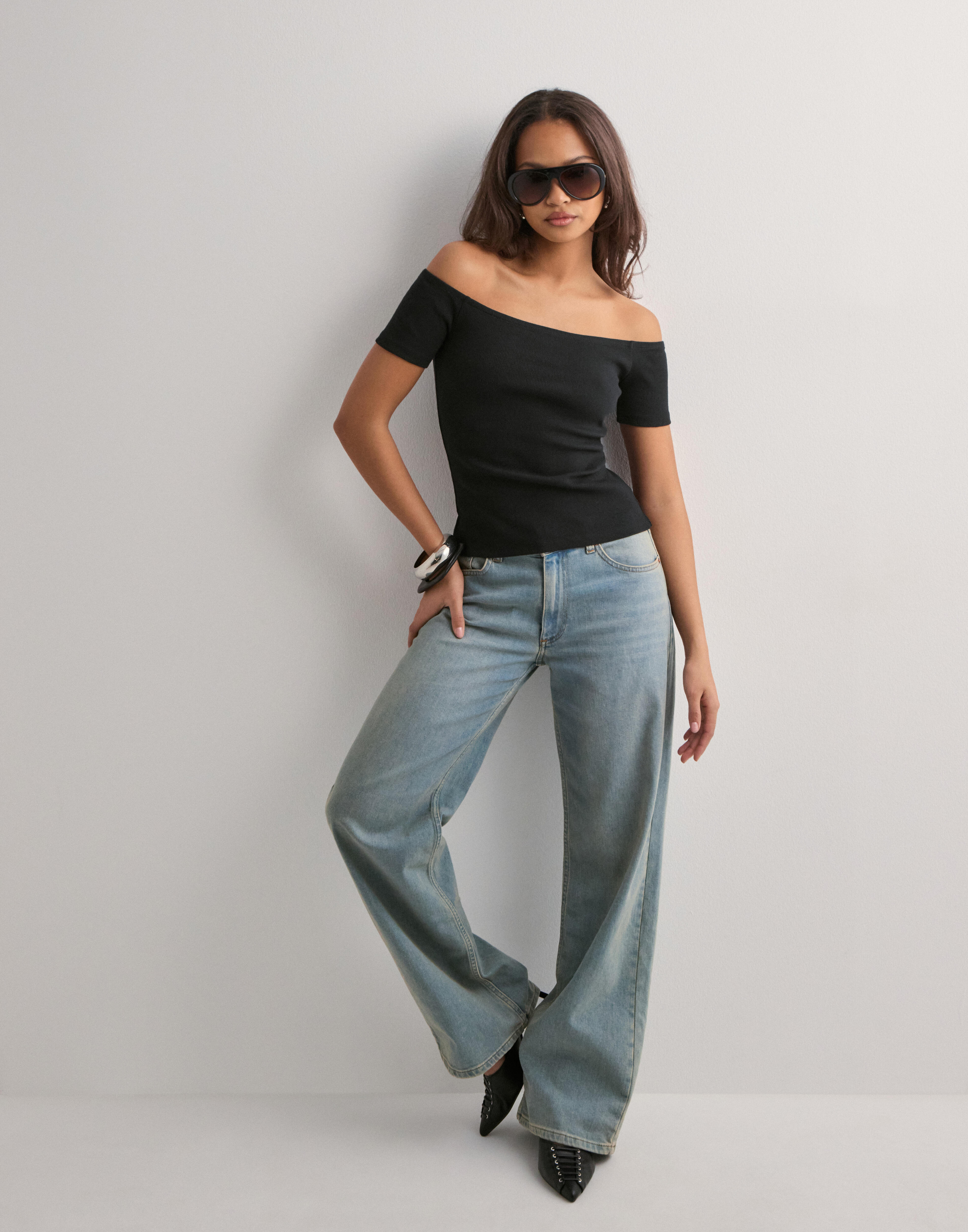 Buy Nelly Rib Off Shoulder Top - Black | Nelly.com