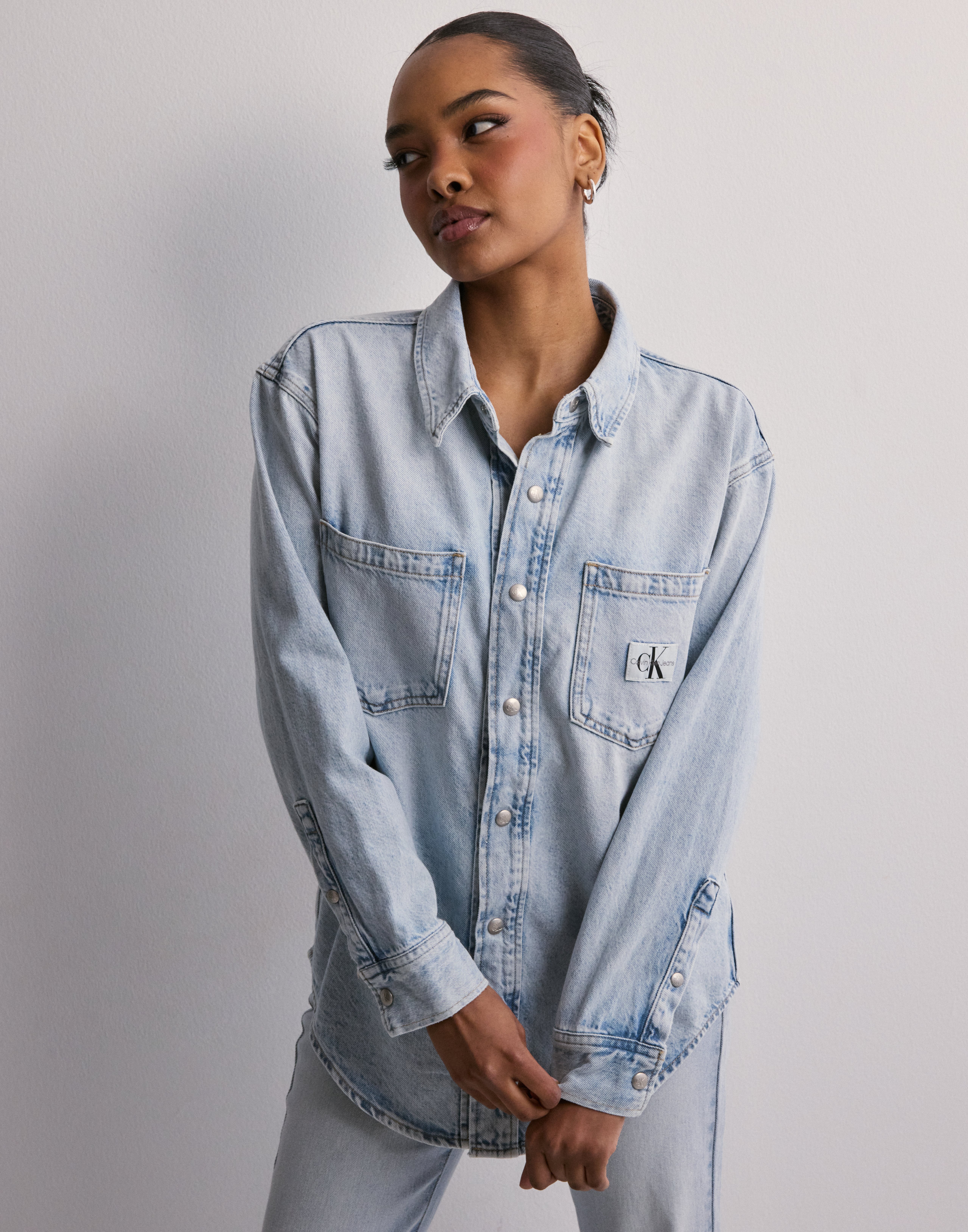 Calvin shops klein denim shirt womens