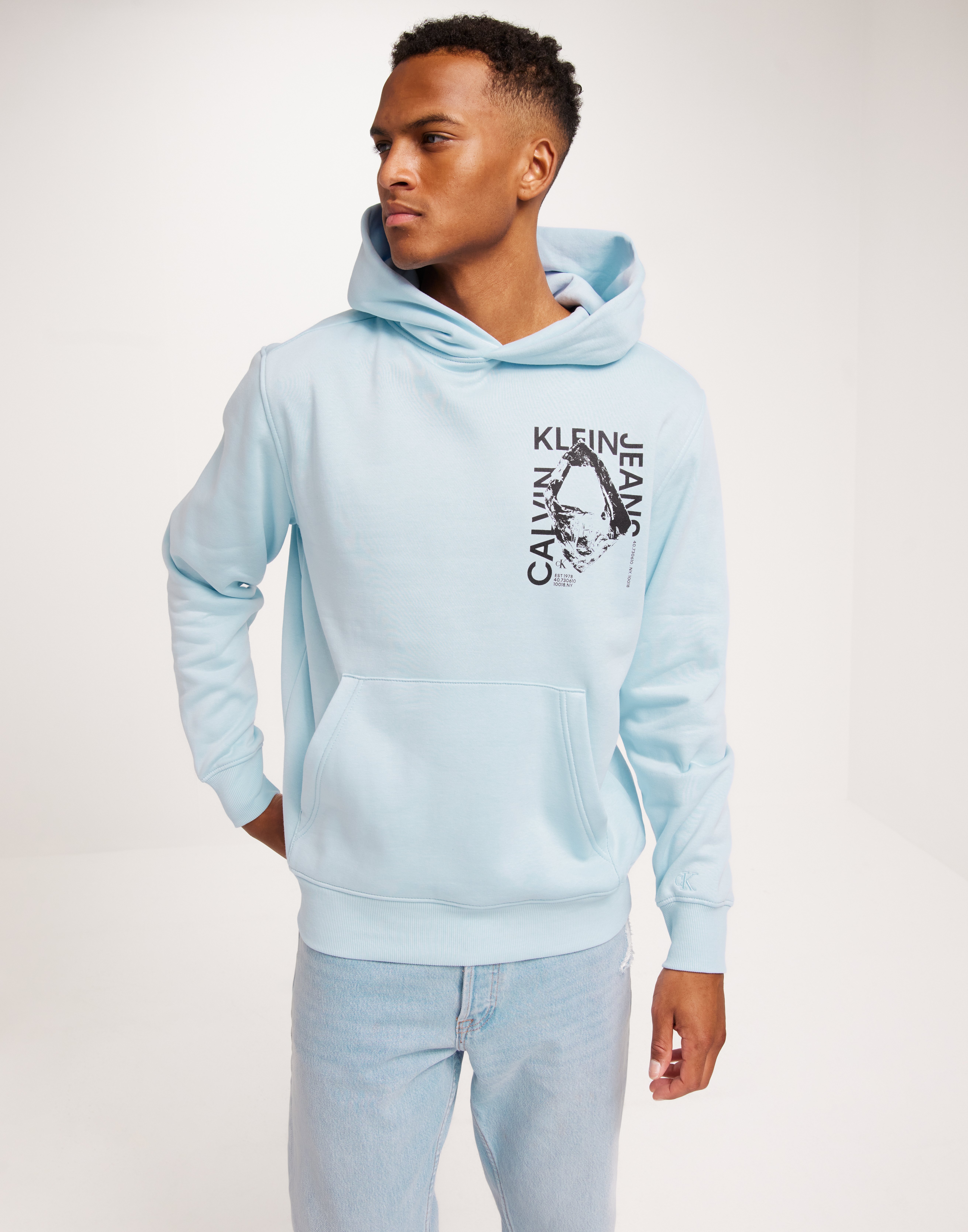 Calvin klein light blue hoodie best sale