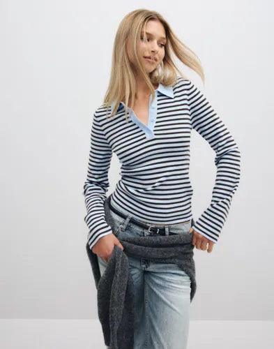 Fannya Ls Striped Knit Polo