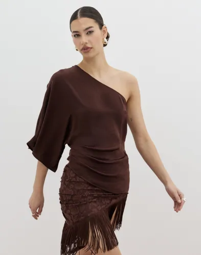 Nelly - Brun - Asymmetric Short Sleeve Top