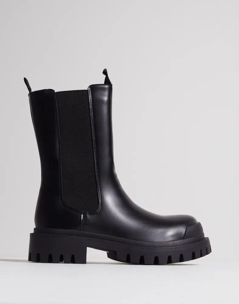 Pull On Tab Chunky Ankle Boots