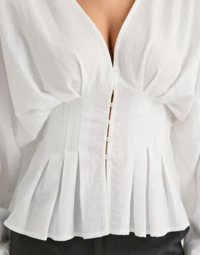 Nelly Button Pleat Blouse blusar dam – bild 3