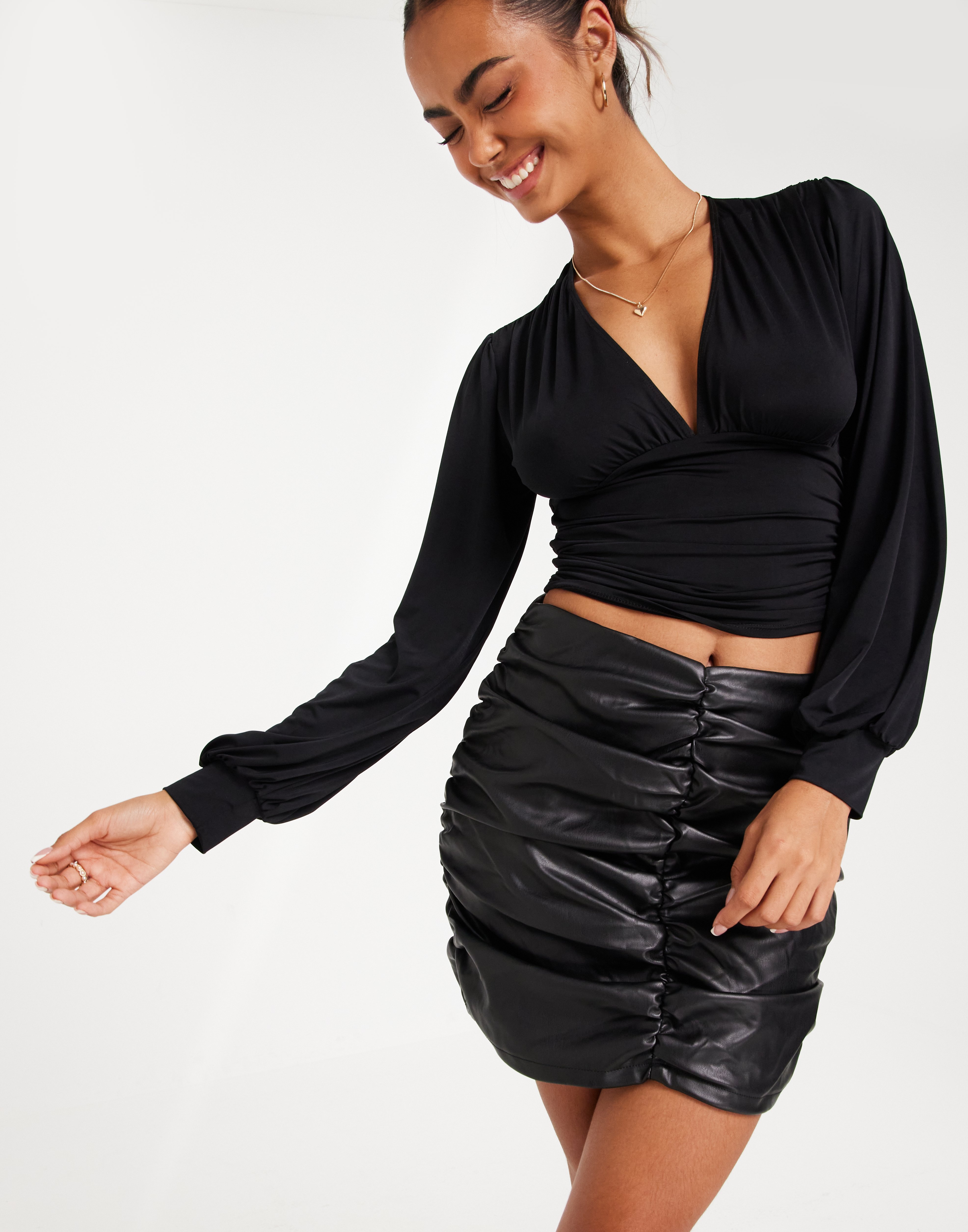Noisy May mesh midi skirt in lilac and black graphic print - part of a