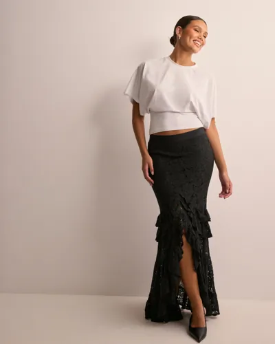 Nelly - Sort - Delicate Lace Skirt