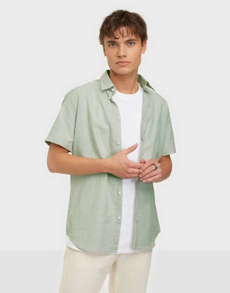 SLHREGNEW-LINEN SHIRT SS CLASSIC