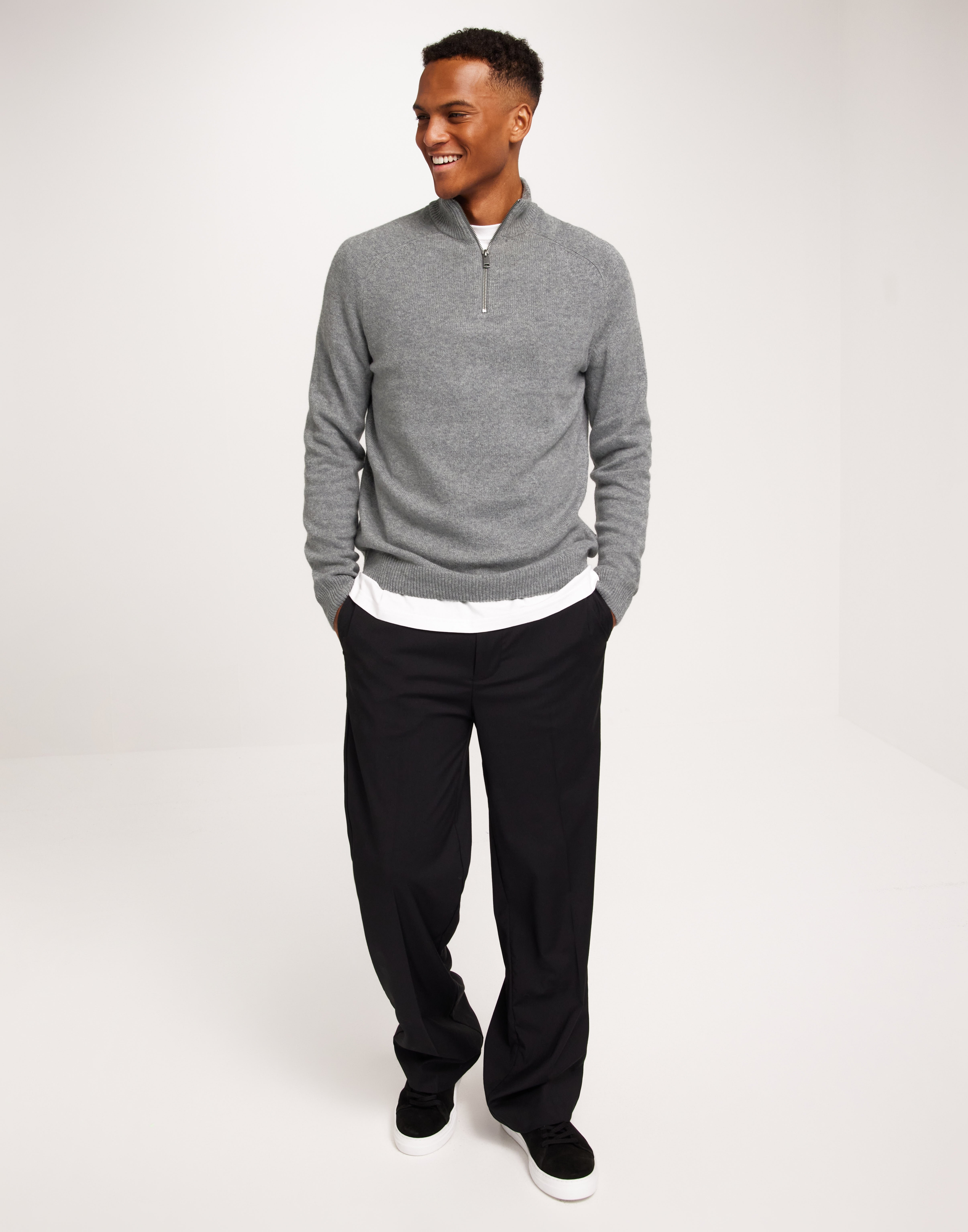 芸能人愛用 Sons & Only Buy ONSEDWARD Dark - KNIT ZIP HALF WOOL 7 REG トップス