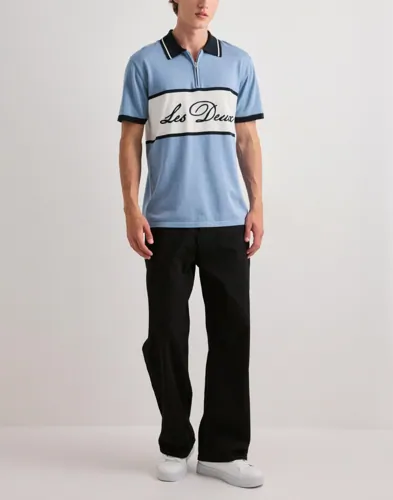 LES DEUX Knitted Zipper Polo Kortärmad piké pikéer herr – bild 2
