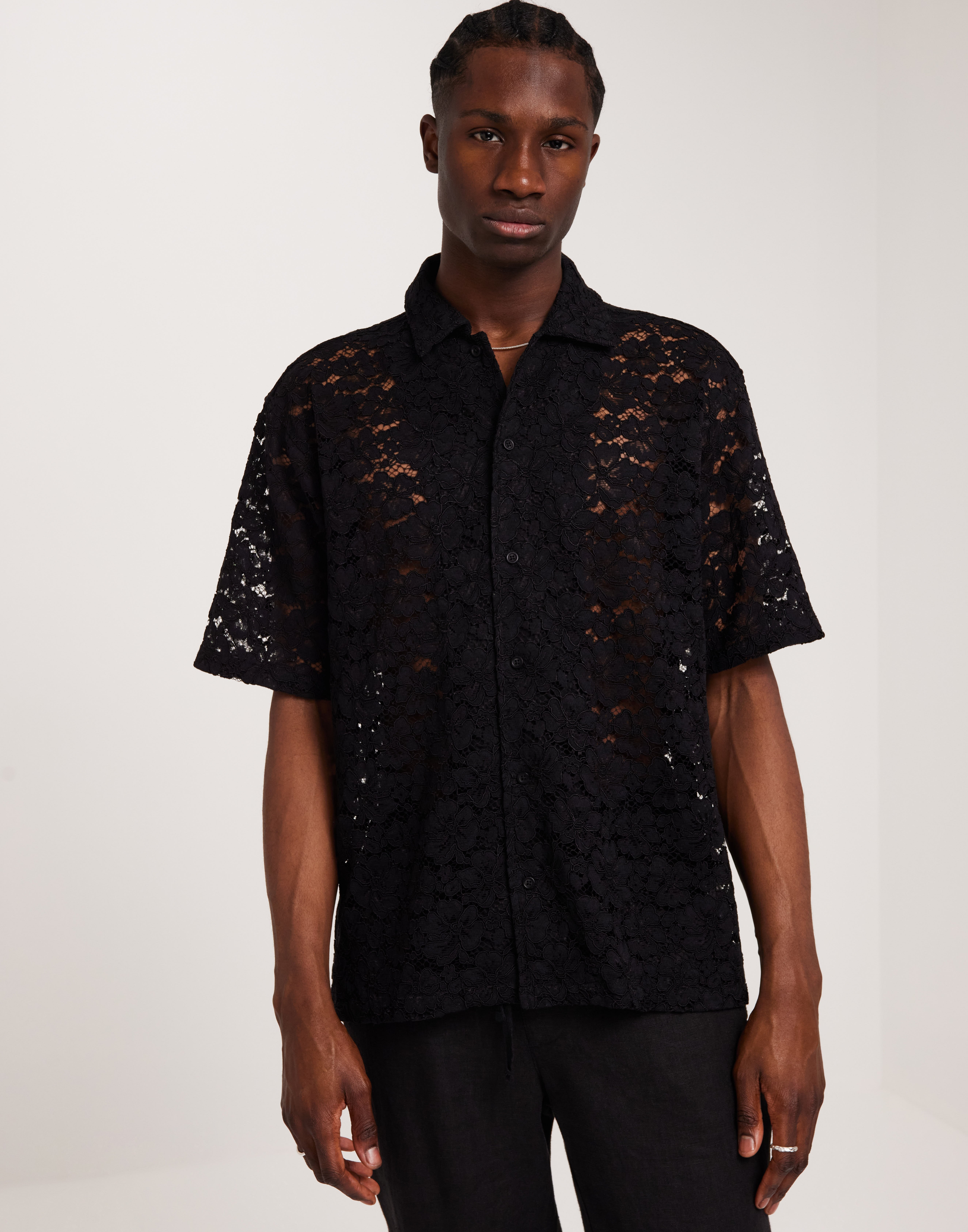 Woodbird WBBanks Lace Shirt Kortærmede skjorter Sort