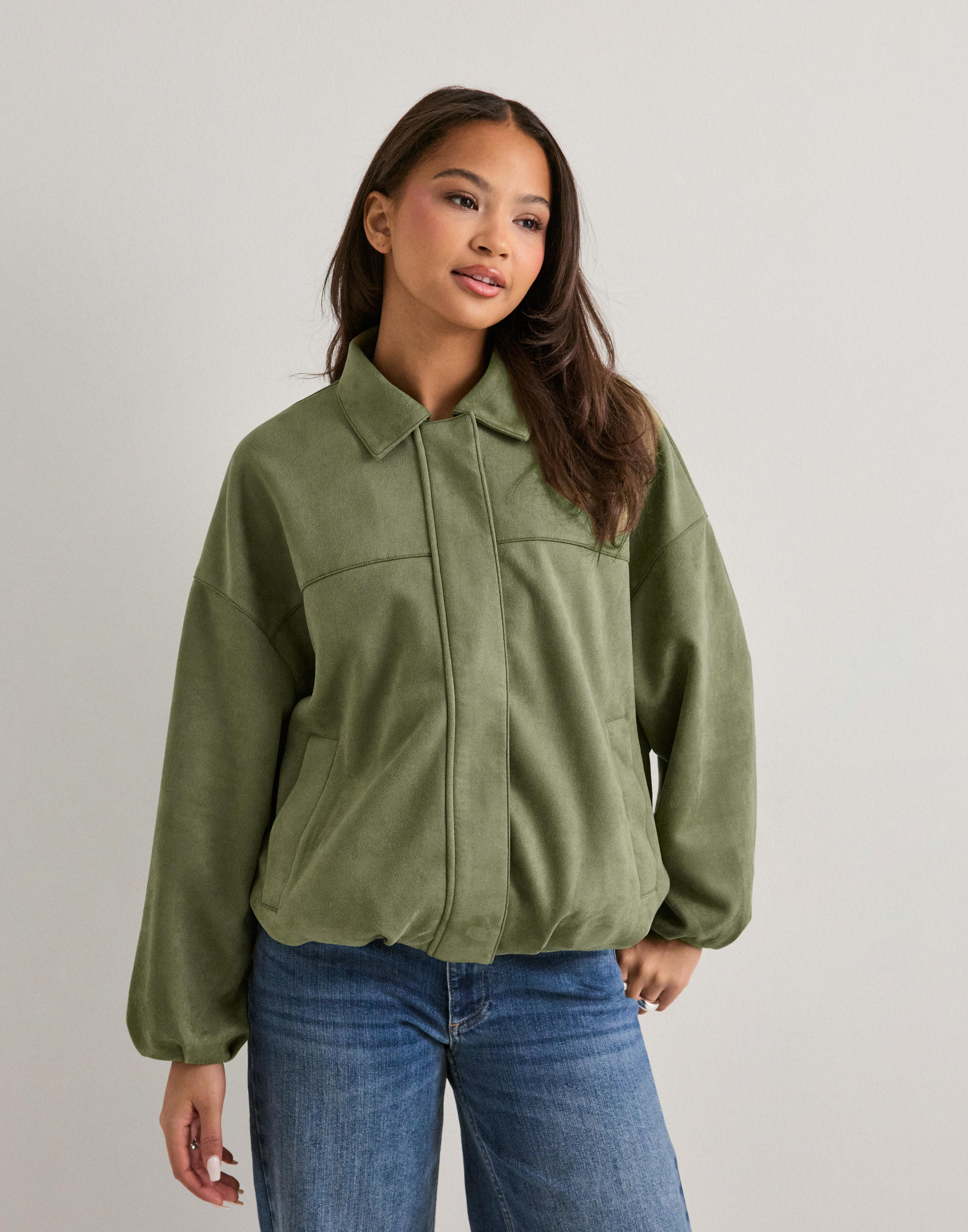 Buy Nelly Puffy Pleat Brushed Jacket - Green | Nelly.com