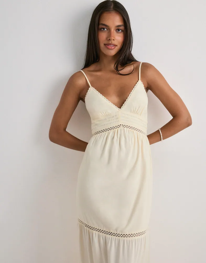 Buy Nelly Maxi Lace Insert Dress - Light Yellow | Nelly.com