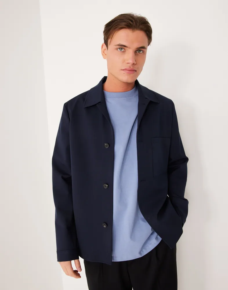 Blazer Híbrido Selected Homme - Mezcla Chaqueta Y Sobrecamisa, Material Reciclado, Corte Regular