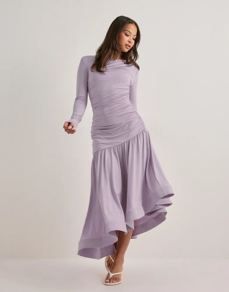 navy blue dress for baby girl Secret Gardens Asymmetrical Midi Dress Purple