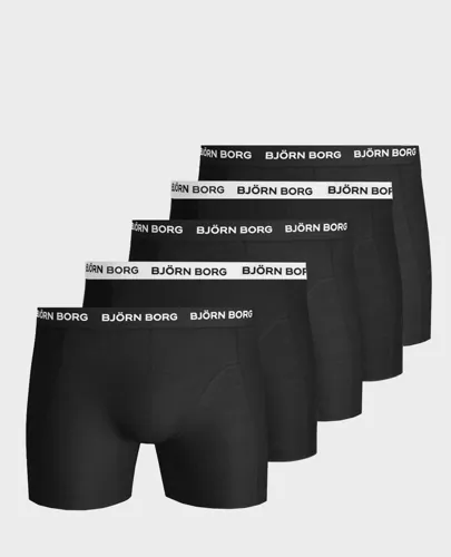 Svarta boxershorts i 5-pack från Björn Borg med bred logoresår i midjan