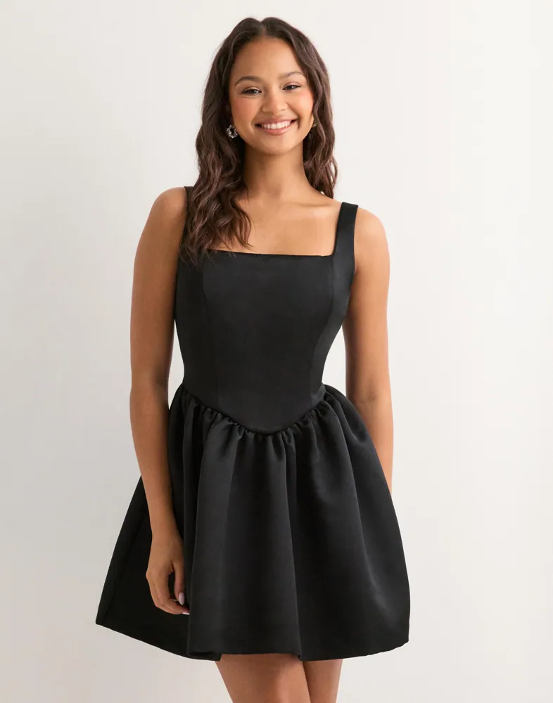 princess polly baby blue dress CLEARANCE- Dirta Satin Dress- Black- SIZE XS & S – Mom's Sweet Shop main image 0