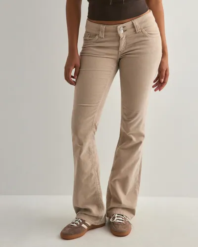 Nelly - Beige - Low Waist Corduroy Stitch Jeans