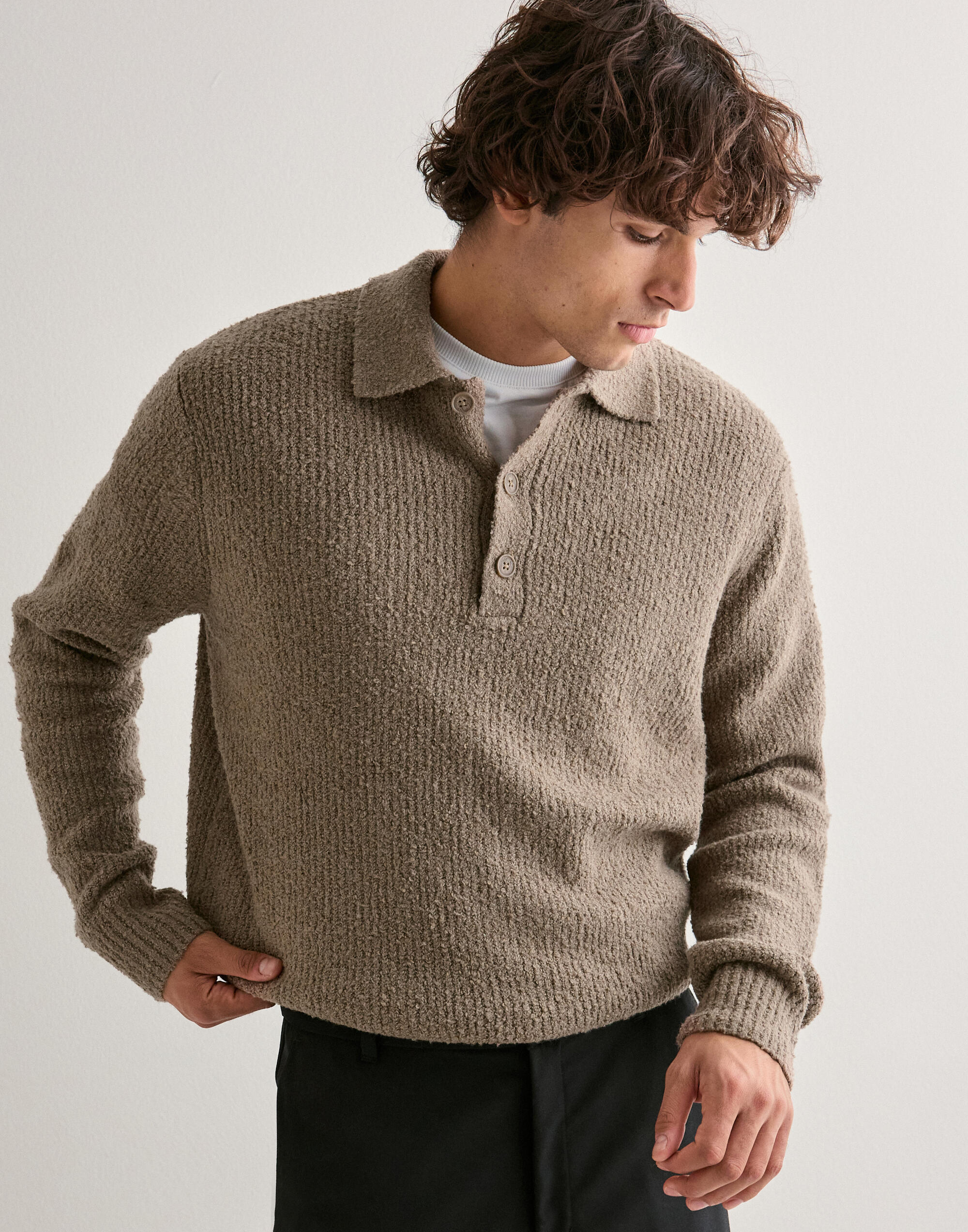 Kjøp Only & Sons ONSDALE LIFE RLX LS POLO KNIT NOOS - Walnut | NLYMAN