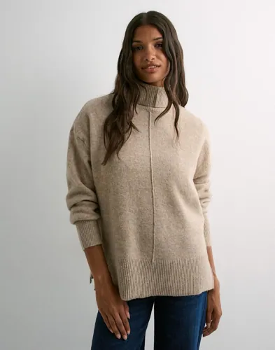 Pieces - Beige - Pcmalou Ls Rollneck Knit Noos Bc