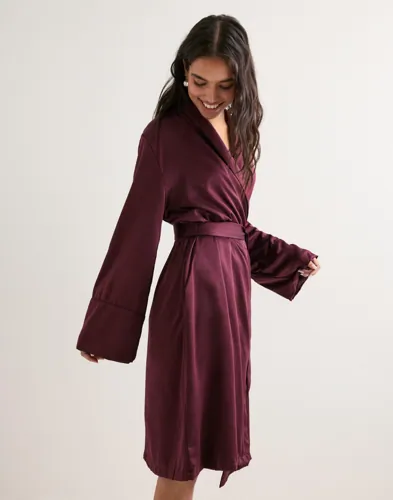 Hunkemöller - Rød - Robe Long Satin Fleece