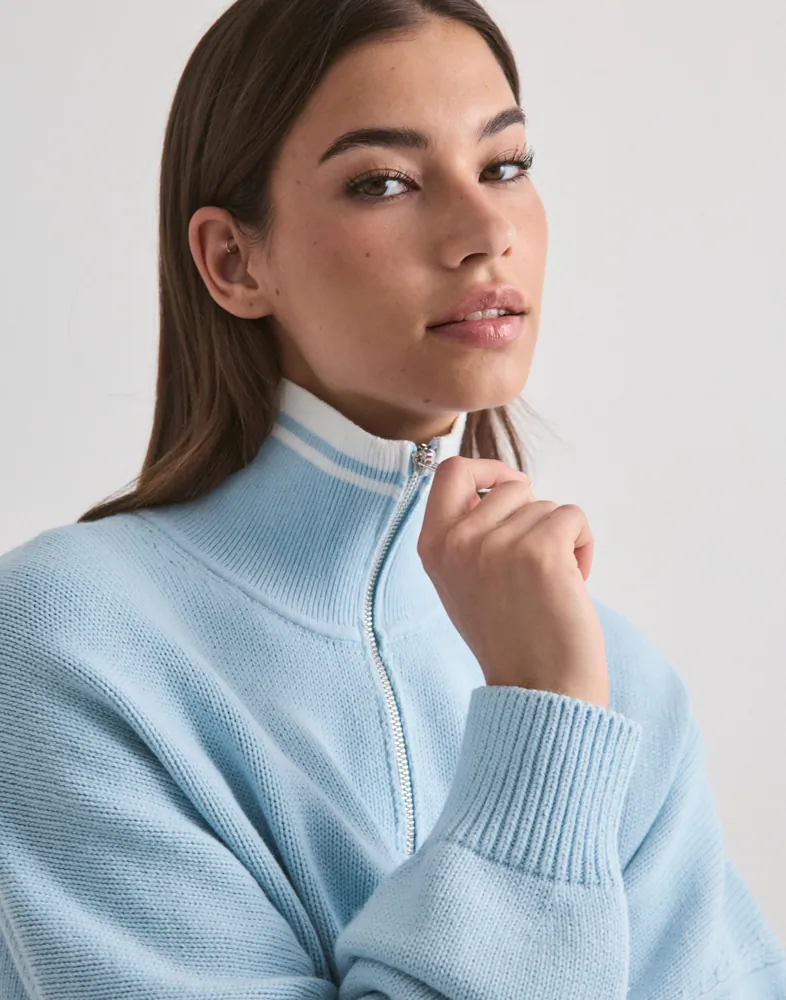 Aimn College Knitted Half Zip stickade tröjor dam – bild 2