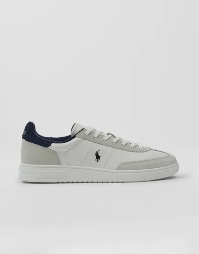 Grå låg skinnsneaker från Polo Ralph Lauren med logotyp på sidan
