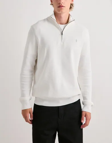Vit half-zip tröja från Polo Ralph Lauren med hög krage och dragkedja