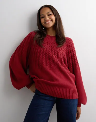 Nelly - Rød - Round Braided Knit Sweater