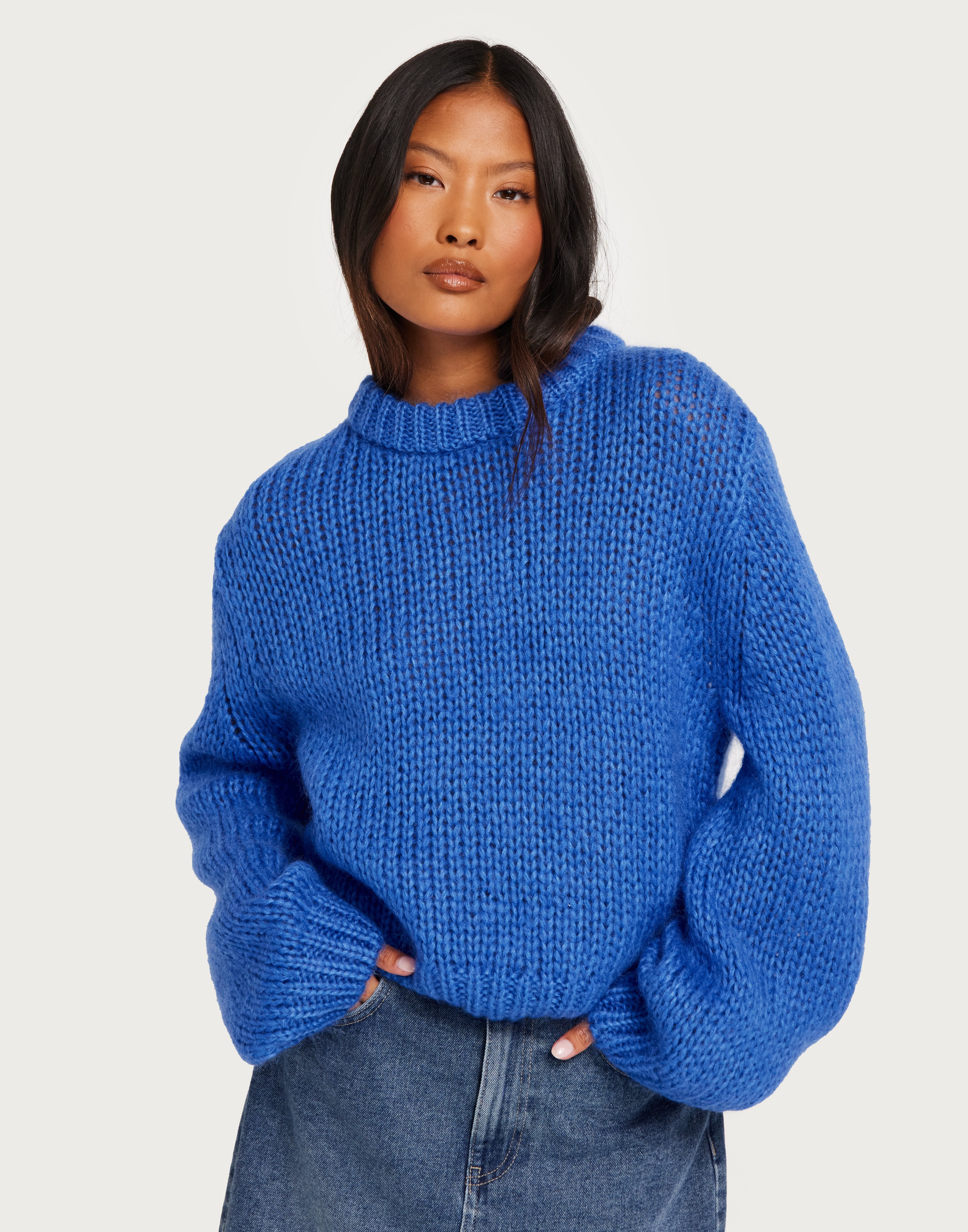 Buy Selected Femme SLFSUANNE LS KNIT O-NECK B - Nebulas Blue