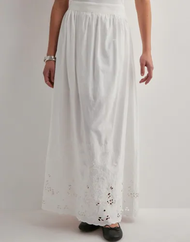 Selected Femme - Hvid - Slfdahlia Hw Ankle Broderi Skirt B