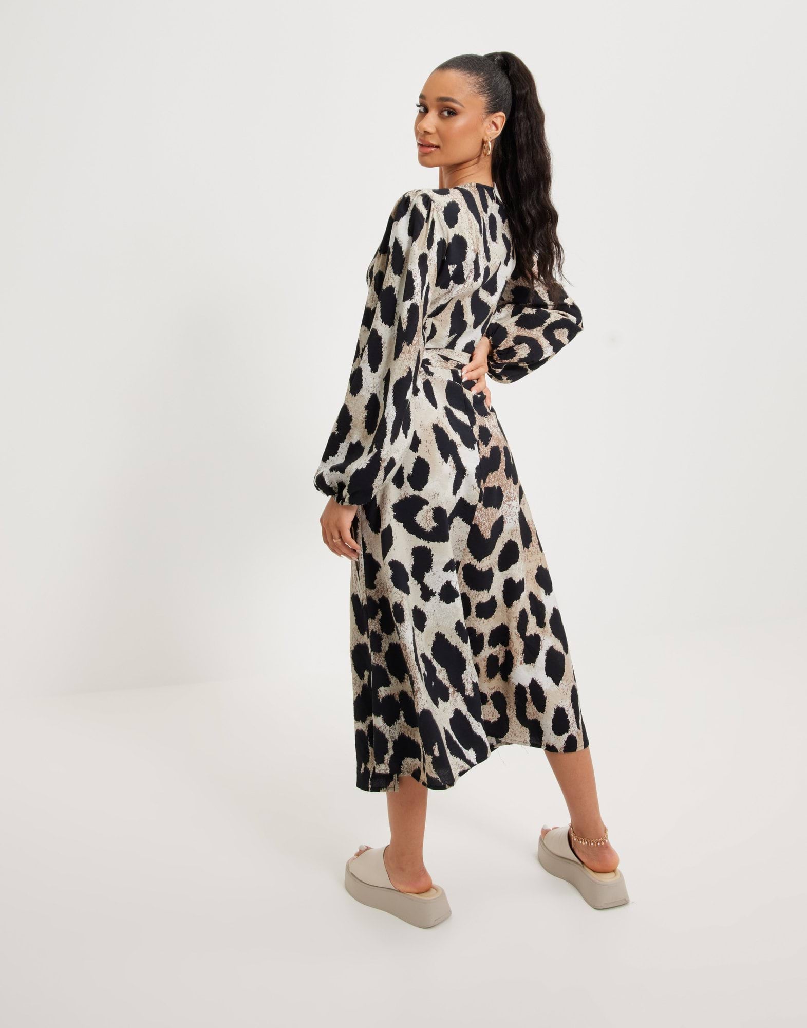 OBJLEONORA L/S WRAP MIDI DRESS NOOS