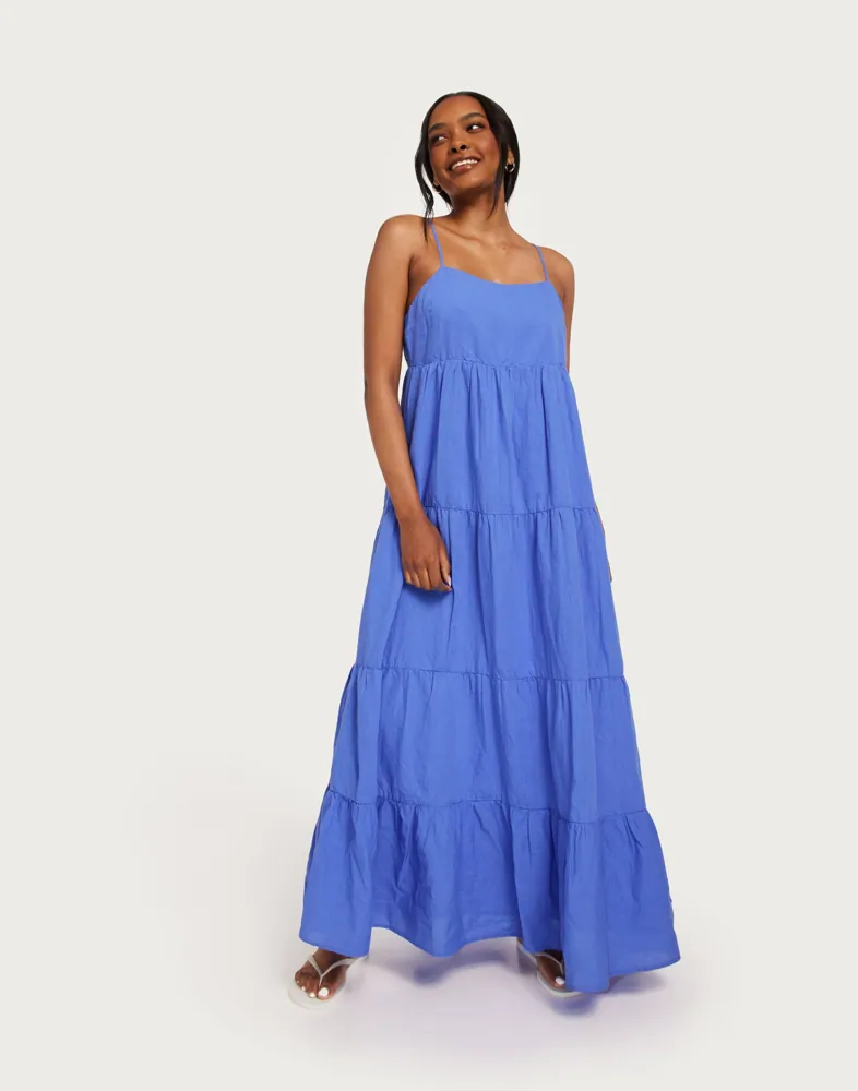 Buy Neo Noir Haily Linen Dress - Dusty Blue | Nelly.com