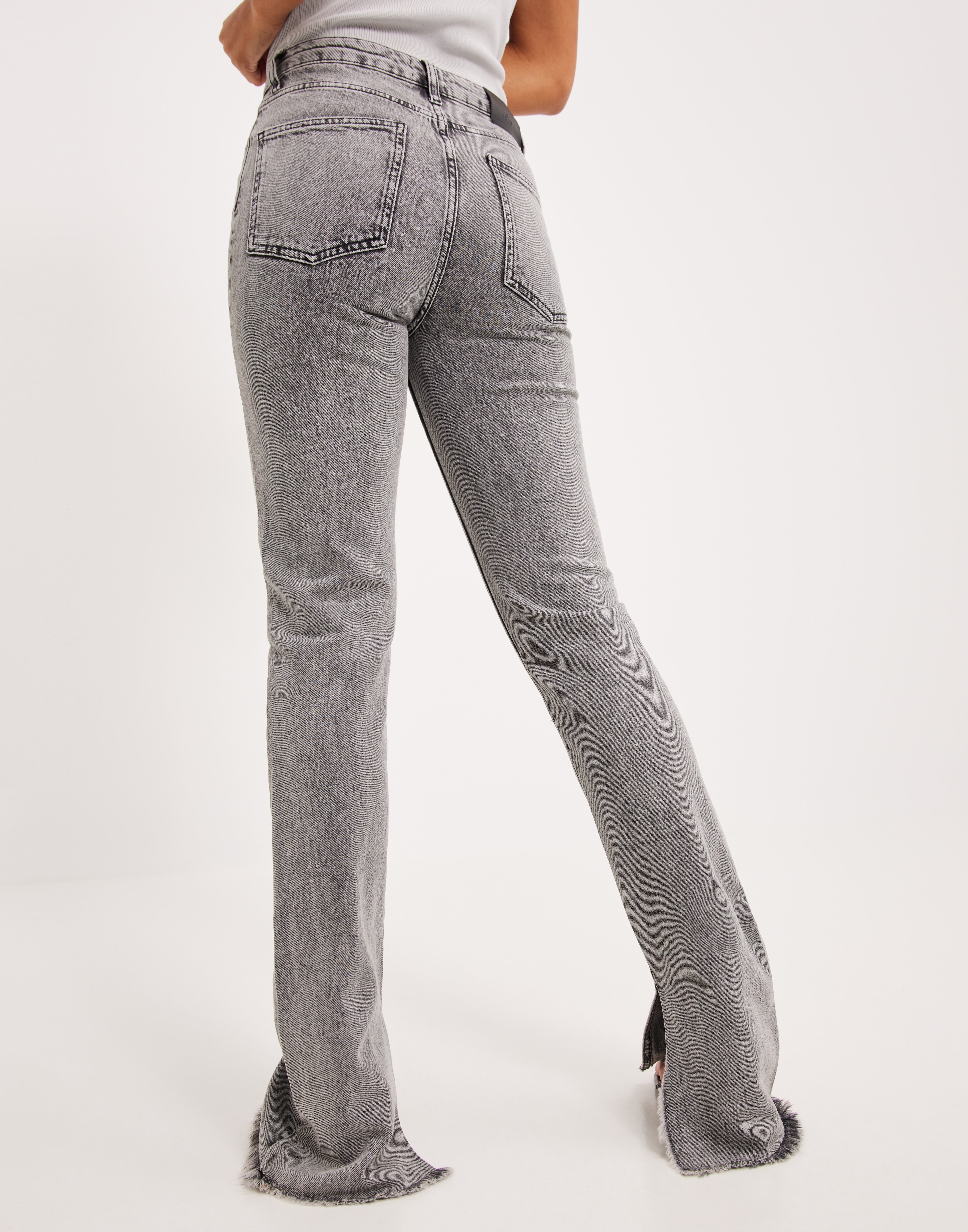 Gray Jeans Jeans High Rise Split Slim Zara High Waist Stretch Slit