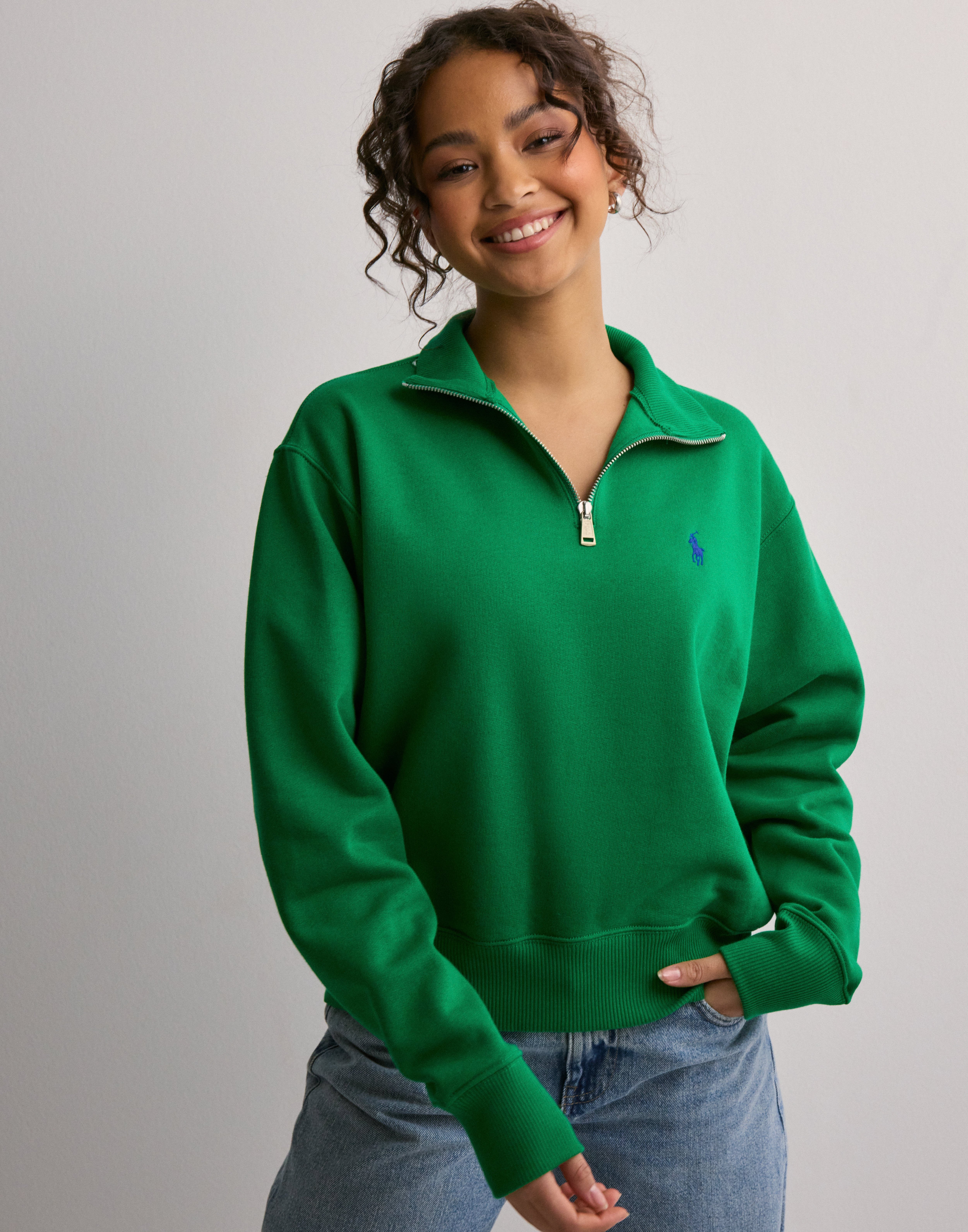 Buy Polo Ralph Lauren HLF ZIP-LONG SLEEVE-SWEATSHIRT - Green