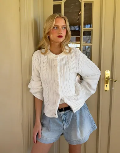 Nelly - Hvid - Luxe Cable Knit Cardigan