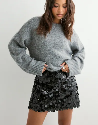 Pieces - Sort - Pcmalou Sequin Mw Mini Skirt