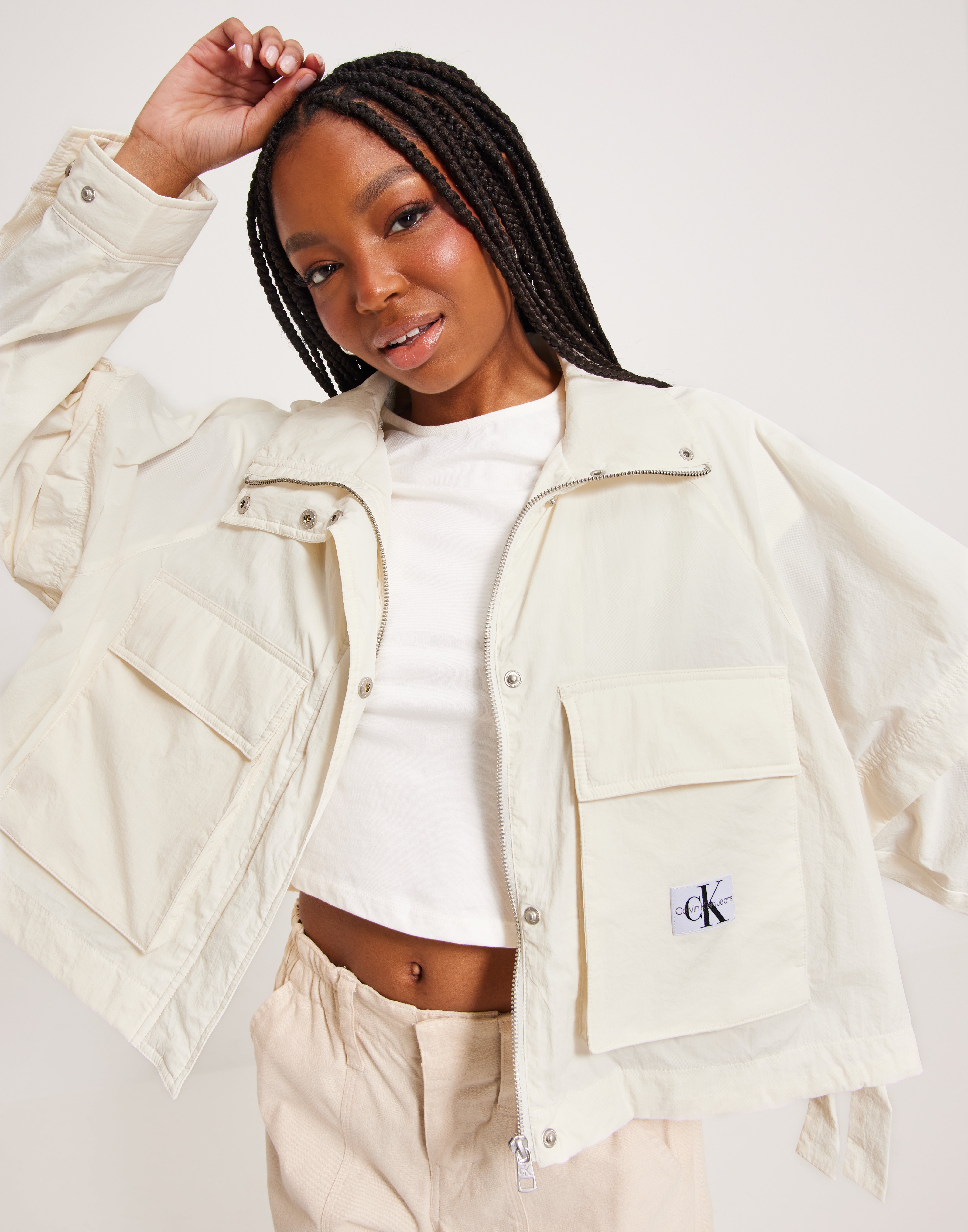 Calvin klein jeans white jacket hotsell