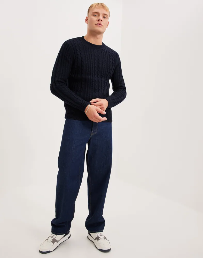 SLHHENRY LS KNIT CABLE CREW NECK W