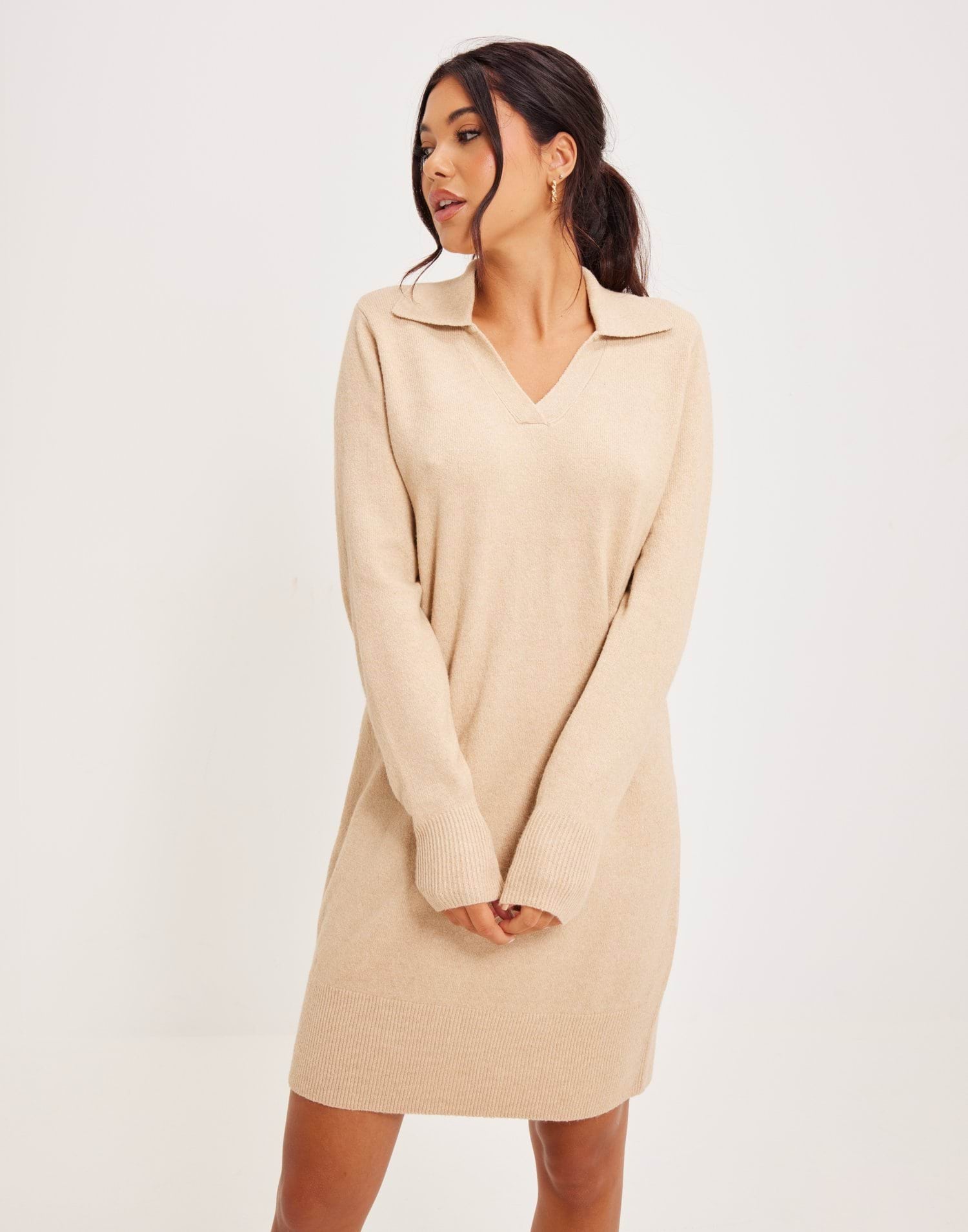 NMIAN L/S V-NECK POLO KNIT DRESS