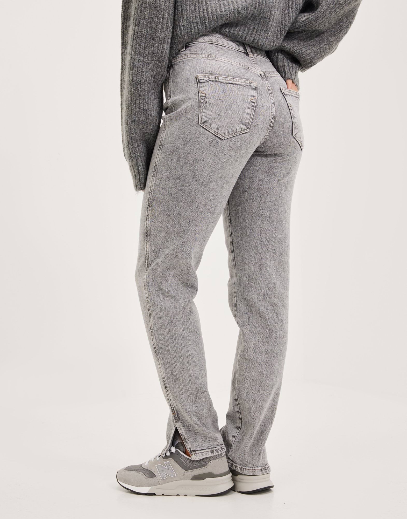 SLFBEA MW LIGHT GREY TAPERED JEANS