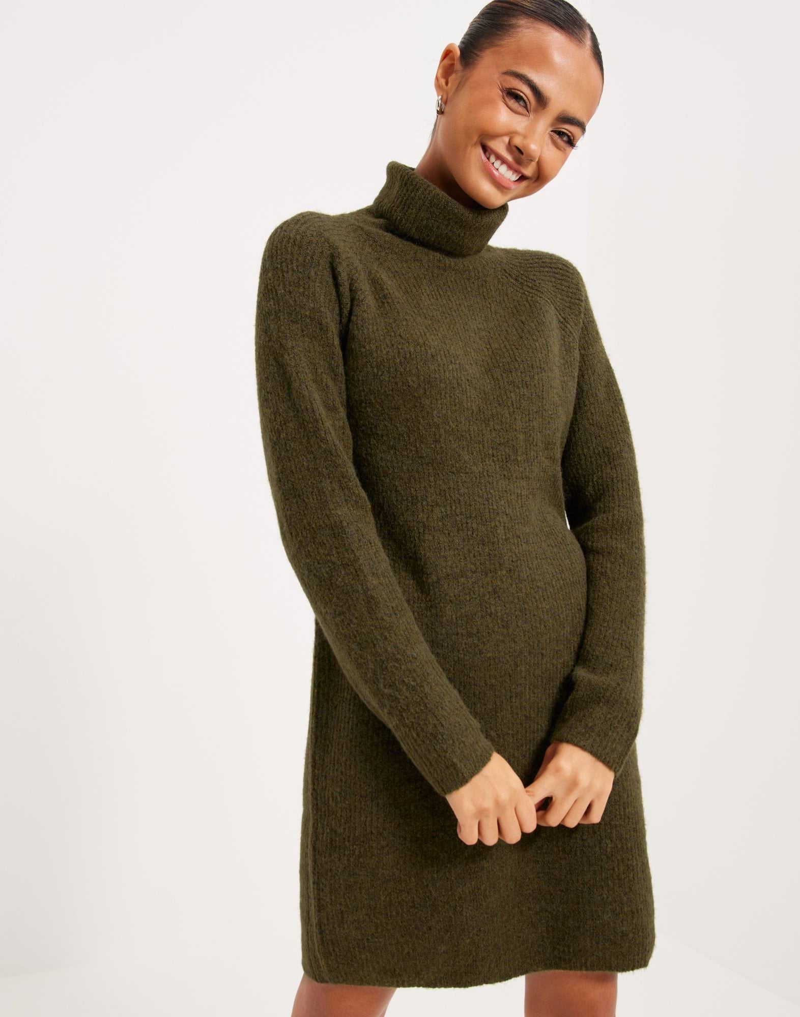 PCELLEN LS HIGH NECK KNIT DRESS NOO