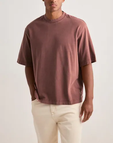 Selected Men Slhboxycory Ss O-Neck Tee Oversized t-shirts Brun