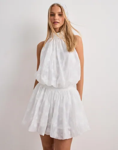 Gina Tricot - Valkoinen - Floral Bubble Mini Skirt