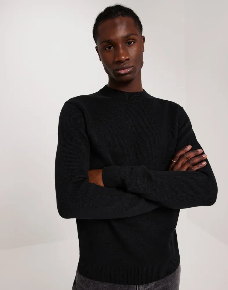 Slhdane Ls Knit Structure Crew Neck Stickade tröjor