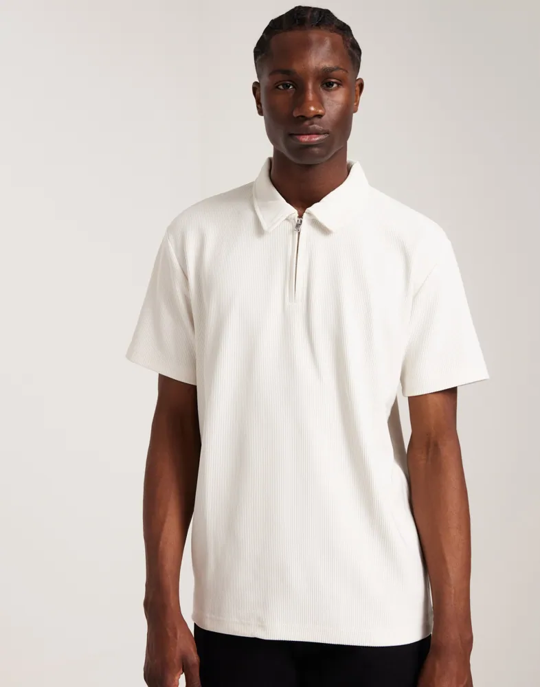 SLHRELAX-PLISSE HALF ZIP SS POLO EX