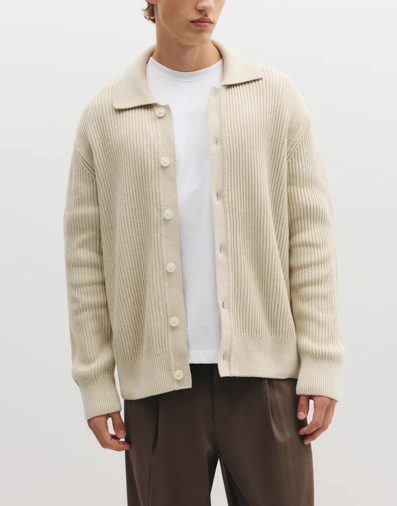Slmdry Ls Rib Polo Cardigan Cardigans & Koftor