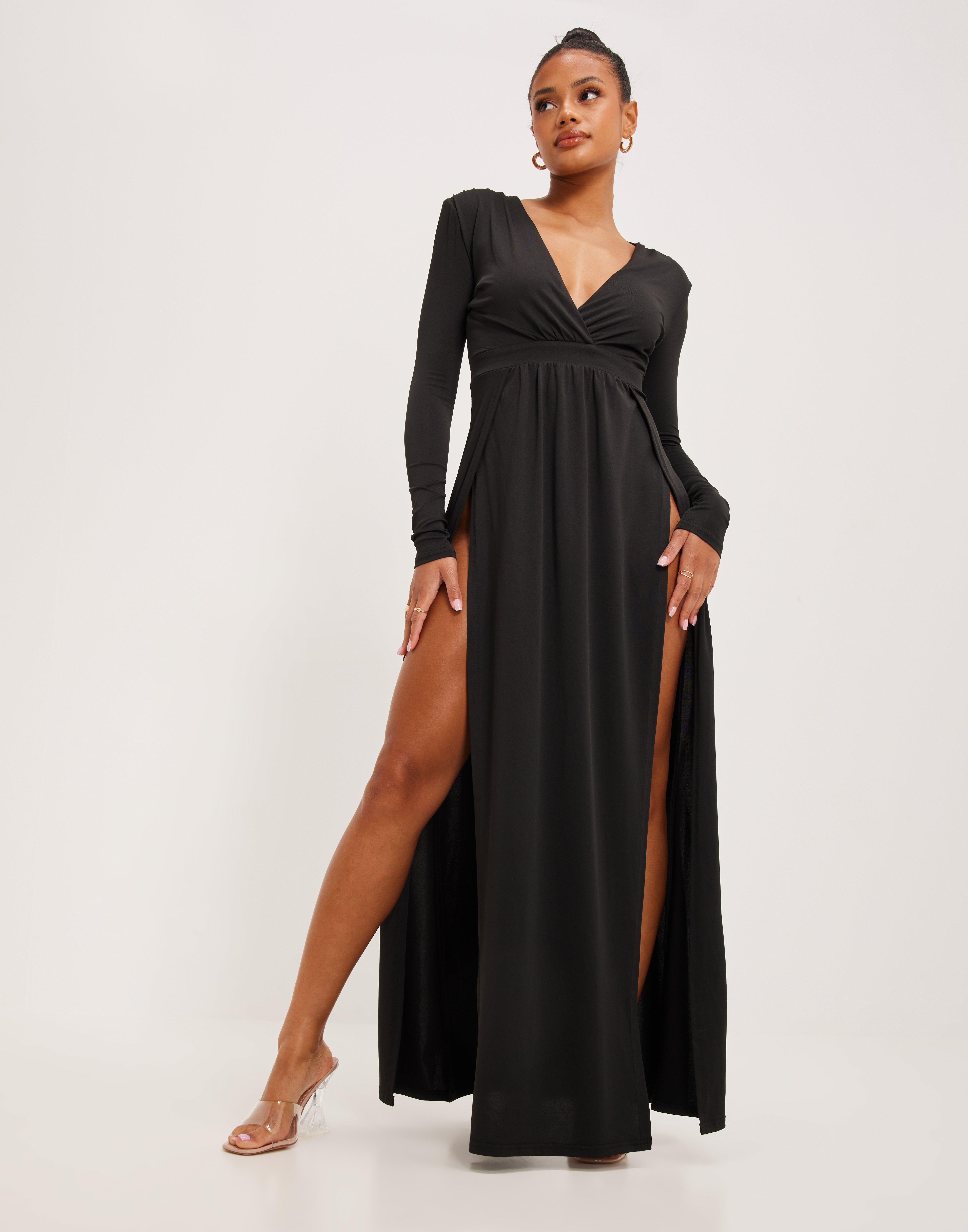 Buy Nelly Wrap Slit Dress Black Nelly