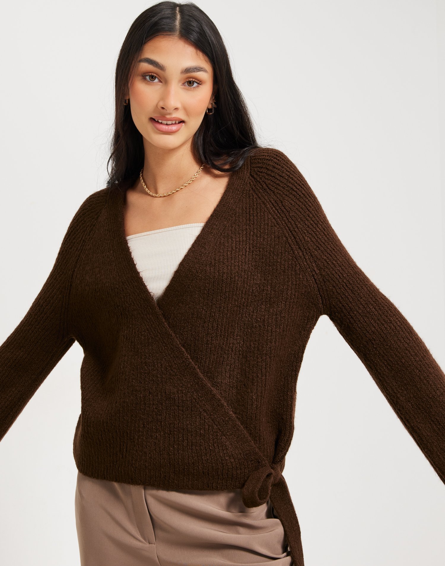 JDY - Jdybecky L/S Wrap Cardigan Knt - 5101788 Fern Melange