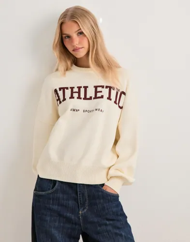 Aim'n - Beige - Athletic Knit Sweatshirt — produktbild